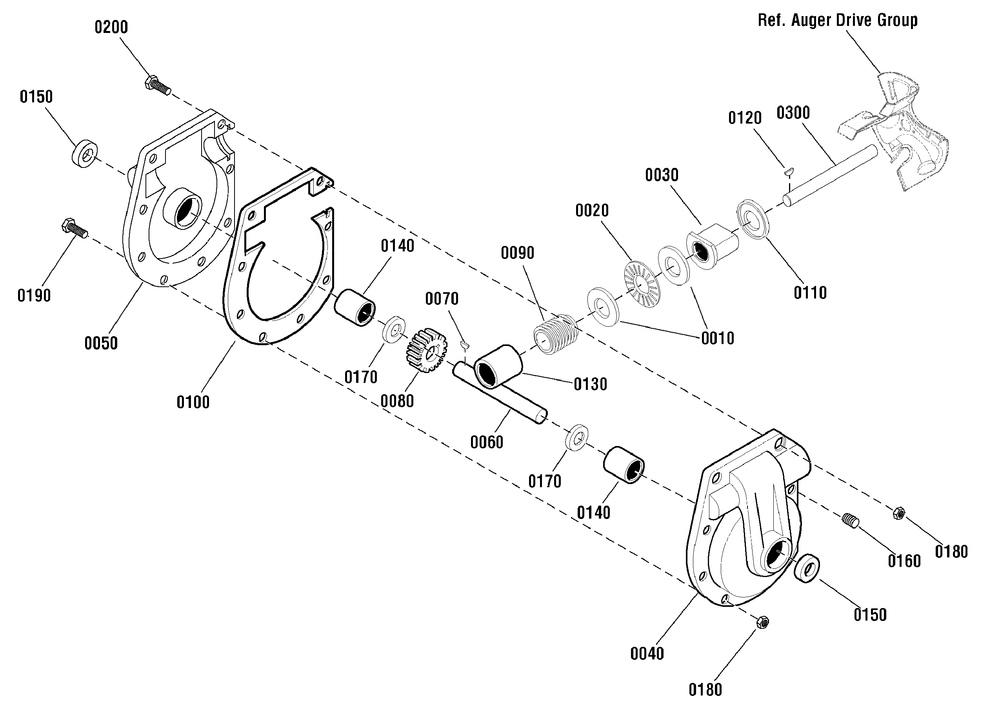 Gear Case Assembly (1750632yp) Diagram and Parts List for 1695874 2010 Briggs and Stratton Snow Blower